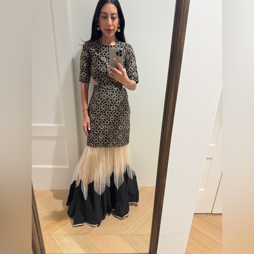 Payal Singhal Black & Nude Modern Lehenga